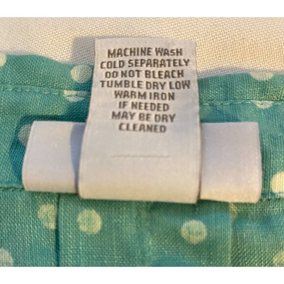 Soft Surroundings Women’s XL Button-Up Green White Polka Dot Linen Top Career - Picture 6 of 9